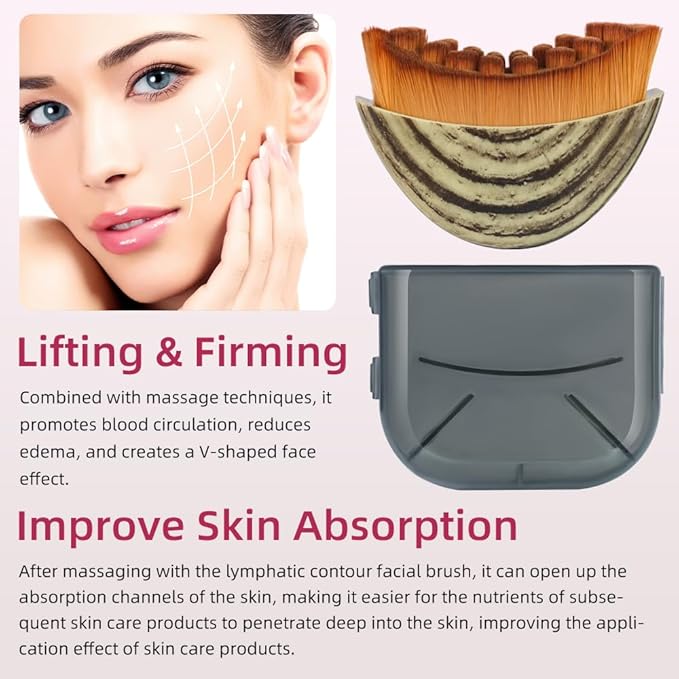 Lymphatic Contour Face Brush,Gua Sha Brush for Facial Contouring and Lymphatic Drainage Perfect for Jawline Sculpting and Reducing Puffiness