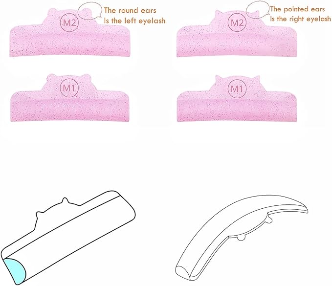 Eyelash Lift Pads Eyelash Makeup Pads for Lash Lamination Supplies Curler Eyelash Perm Rods 5 Size Salon Eyelash Tools (Pink U curl pad)
