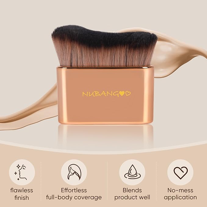 Professional Kabuki Foundation Brush,Makeup Brush, Self Tanner Brush,Self Tanning brush,Foundation Makeup Brush Cream Powder Liquid,Face Neck Body Leg Tanning Makeup (Pink Gold)