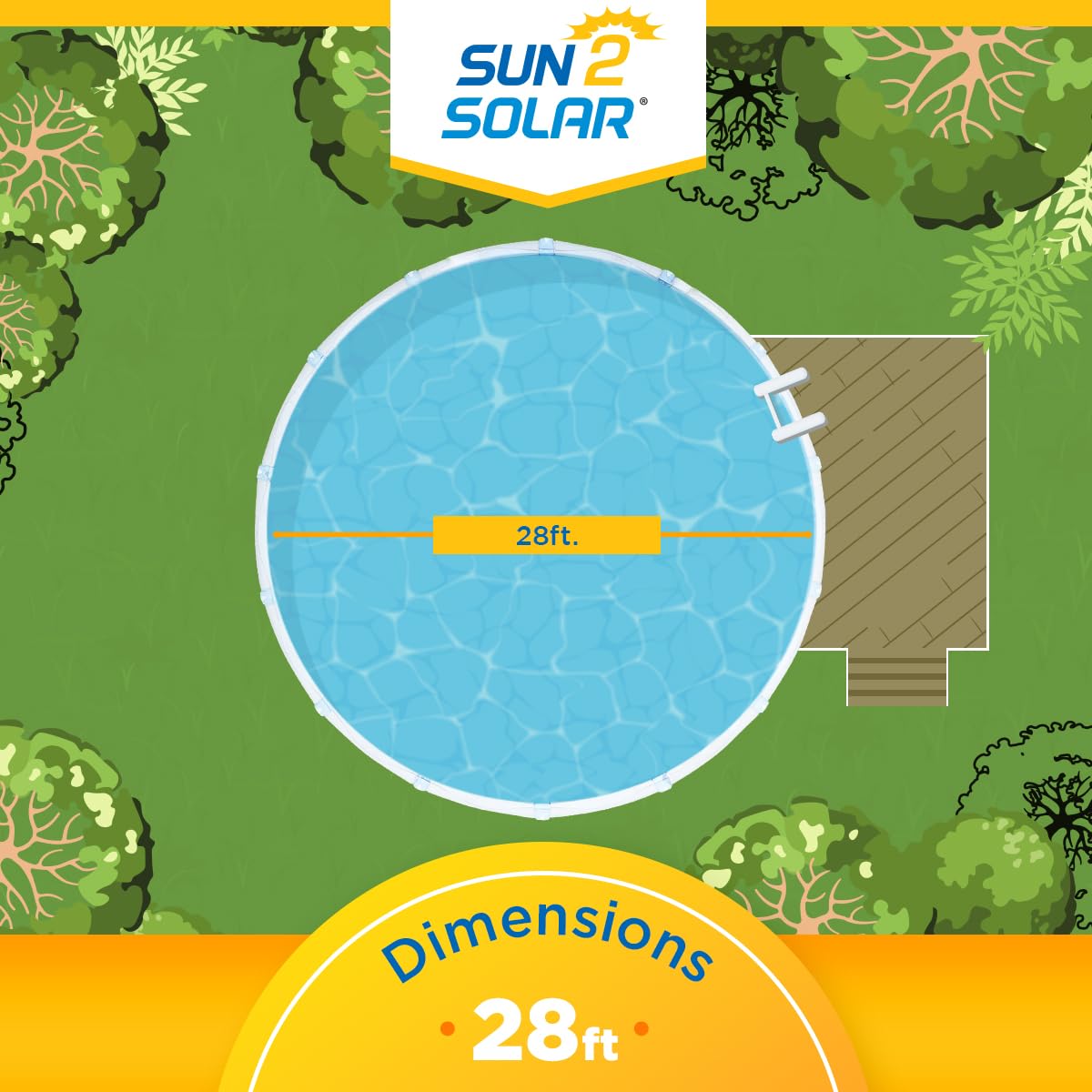Sun2Solar Blue 28 ft Round Pool Solar Cover | 800 Series | Heat Retaining Blanket for Above Ground & Inground Swimming Pools | Use The Sun's Natural Energy to Heat Pool | Bubble Heating Blankets