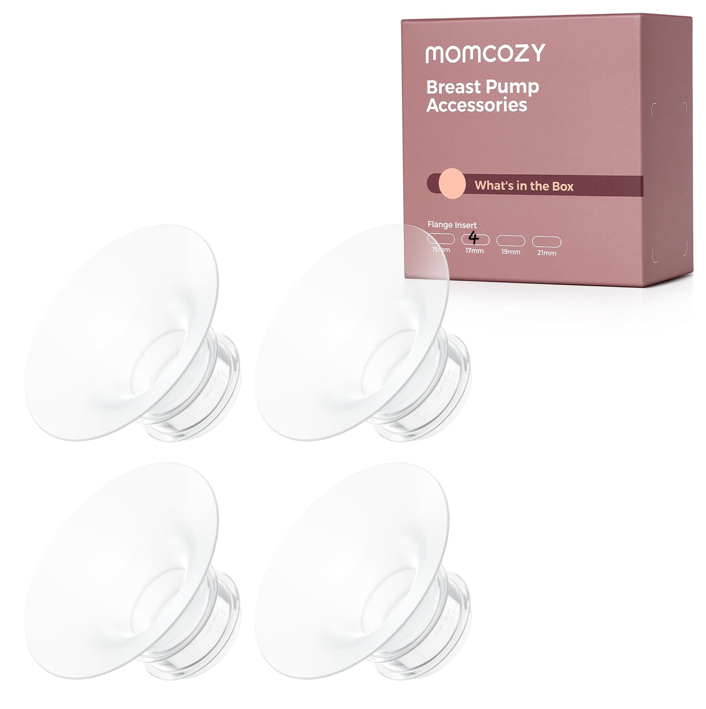 Momcozy M5| M6| M9 Original Replacement Accessories, Food-Grade Silicone & BPA Free, Original Breastfeeding Parts, Inserts 17mm, 4 Pack