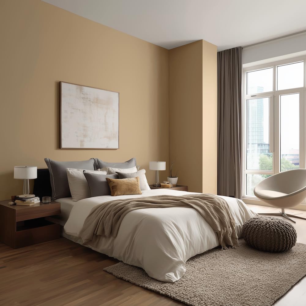 EVOLVE Interior Paint & Primer, Satin (Burlap Brown), 1 Gallon – Available in 50+ Colors, One-Coat Coverage, Excellent Hide, Low VOC, Low Odor, Washable Interior Paint