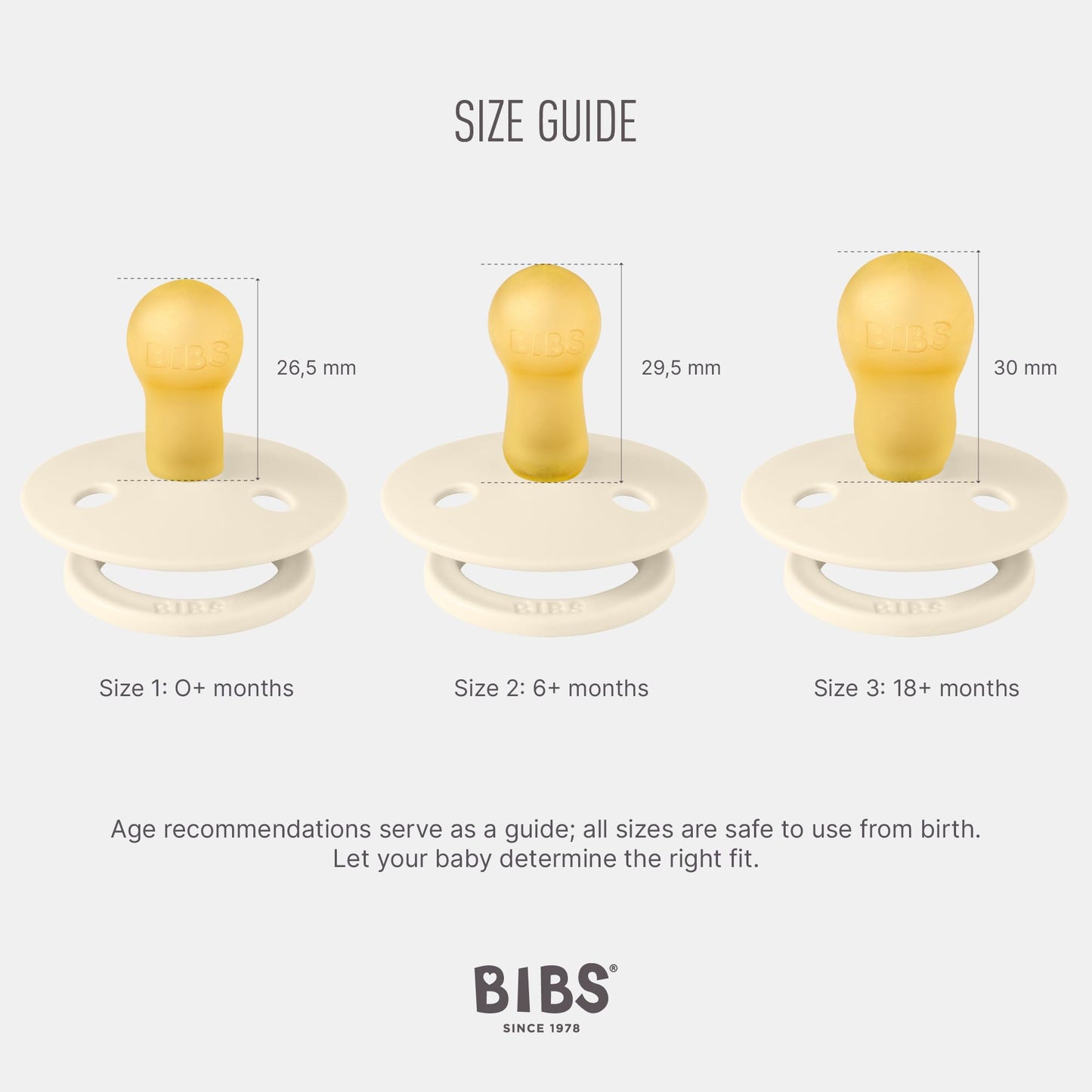 BIBS Studio Soother 2-Pack, BPA Free Dummy Pacifier, Round Nipple. Natural Rubber Latex, Made in Denmark, Size 1 (0-6 Months), Mushroom/Sage