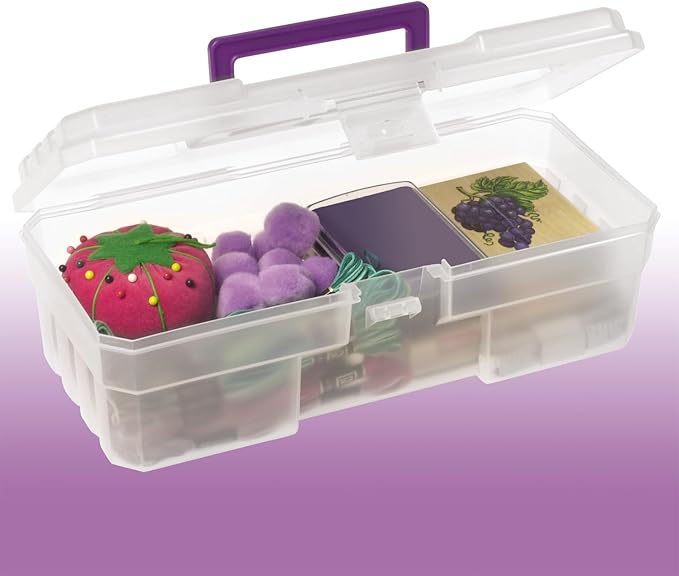 Akro-Mils 12-Inch ProBox Plastic Art Supply, Hobby or Craft Storage Toolbox, Model 09912CLPUR, (12" x 5-1/2" x 4"), Clear (Pack of 6)