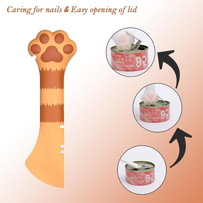 Sheldamy Silicone Pet Food Spoon, Cat Food Can Opener Paw, Wet or Dry Food Short Spoon for Cat Dog With Mini Spatula