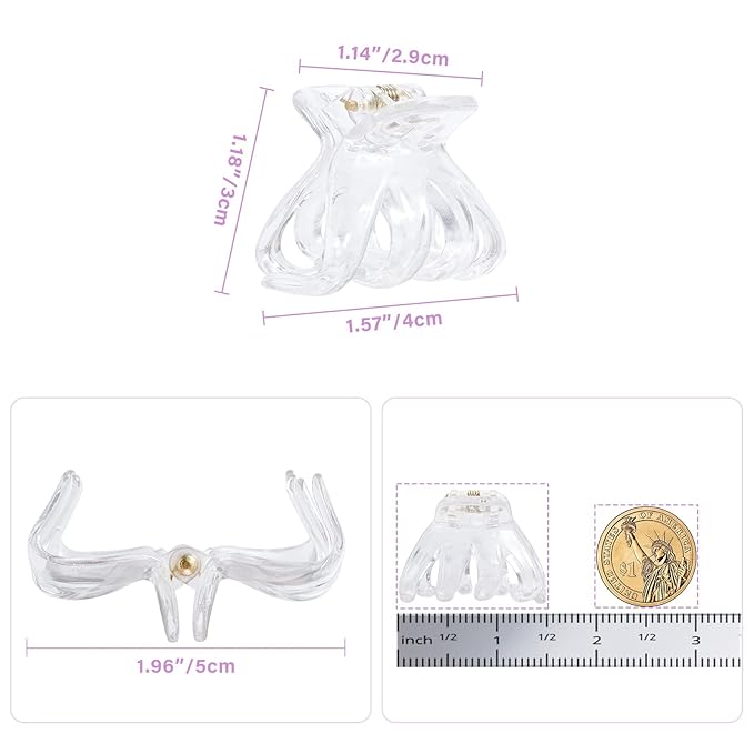 YOHAMA 10 pcs Hair Clips Medium Small 1.57 in Clear Octopus Claw Clips 4cm Medium Jaw Clips Durable Strong Grip for Women Girls Thick Hair.