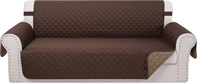 Reversible 4 Seater Sofa Cover 91 Inch Large Couch Cover Furniture Protector(Sofa XX-Large,Chocolate/Taupe)