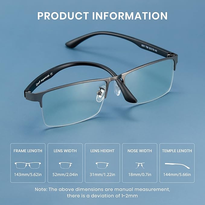 Cyxus Blue Light Blocking Glasses for Men Woman Semi Rim Computer Gaming Office Study Eyeglasses with UV Protection 8001