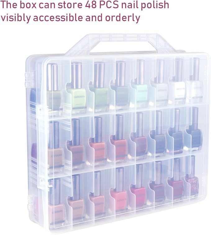 Kissbuty Universal Nail Polish Holder Organizer for 48 Bottles Adjustable Dividers Space Saver