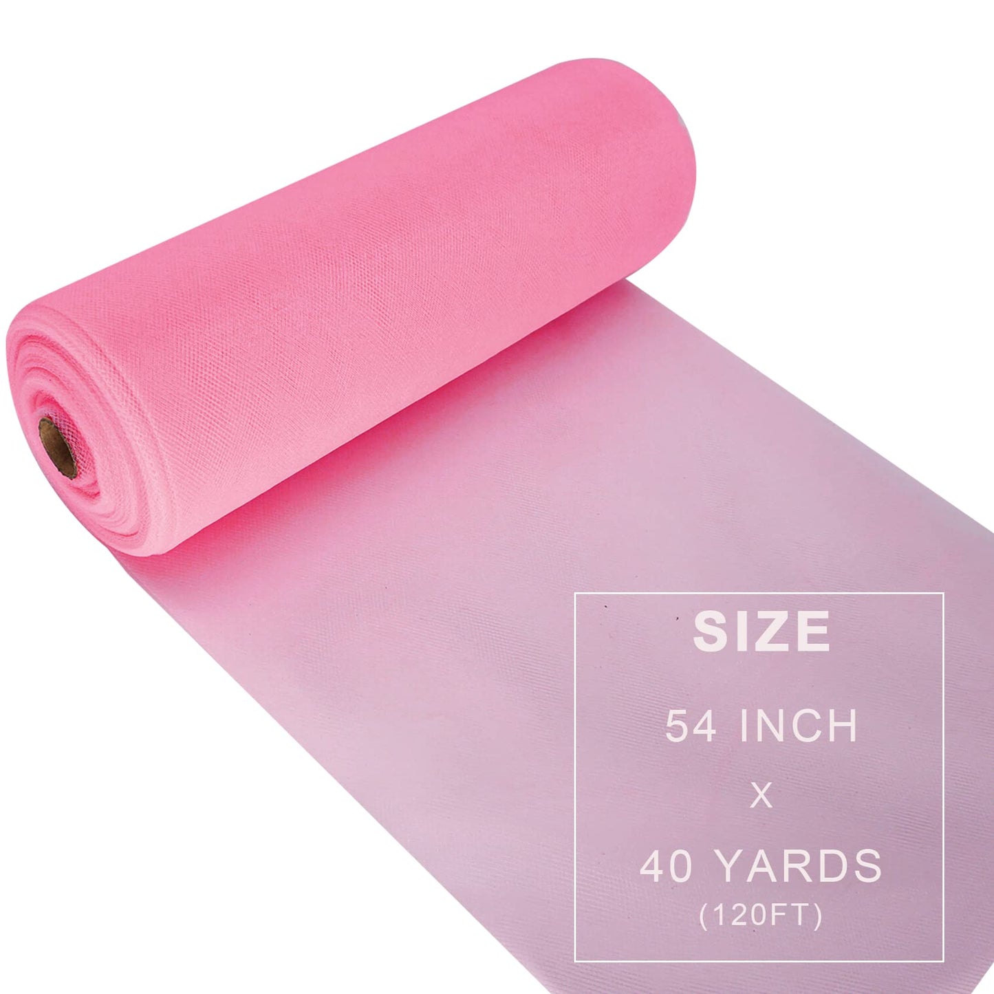 Pink Tulle Fabric Roll Spool Bolt (54 Inch by 40 Yards) Large Tulle Wedding Party Decoration, Tutu Skirt, Table Runner, Gift Wrapping, Bridal Shower, Soft & Drape (Pink)