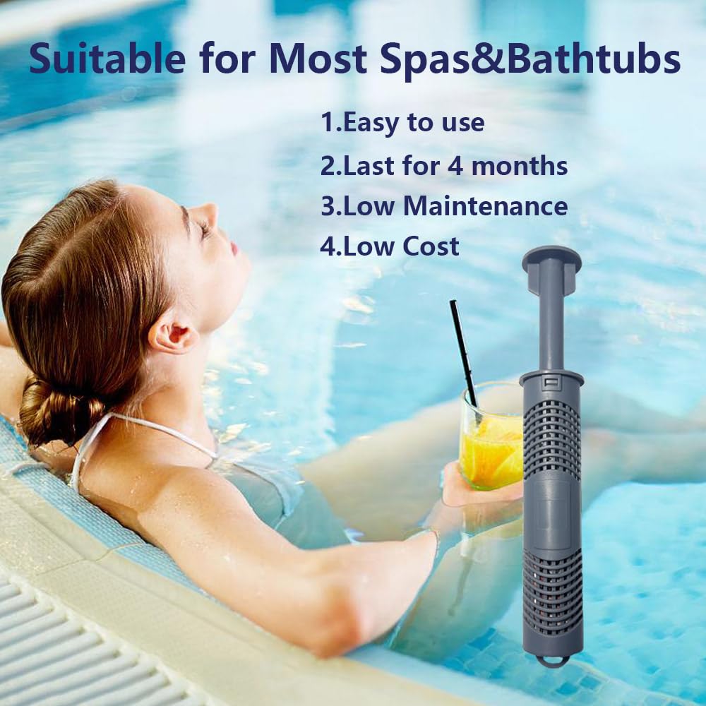 Joepoe Hot Tub Silver Ion Cartridge for Hot Springs Spa- Hot Tub Silver Ion Cartridge Keeps Spa Water Crystal Clear, Spa Mineral Sticks for Hot Tub, Each Filter Last 4 Months (4-Pack, Grey)