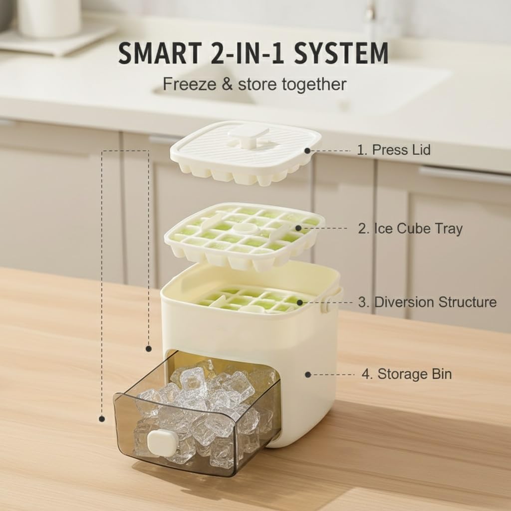 2025 Portable Ice Maker for Freezer with Ice Bin Fast, Compact Countertop Design & Storage Drawer | One-Touch Operation for Home, Office,Household & Outdoor Use (Green)