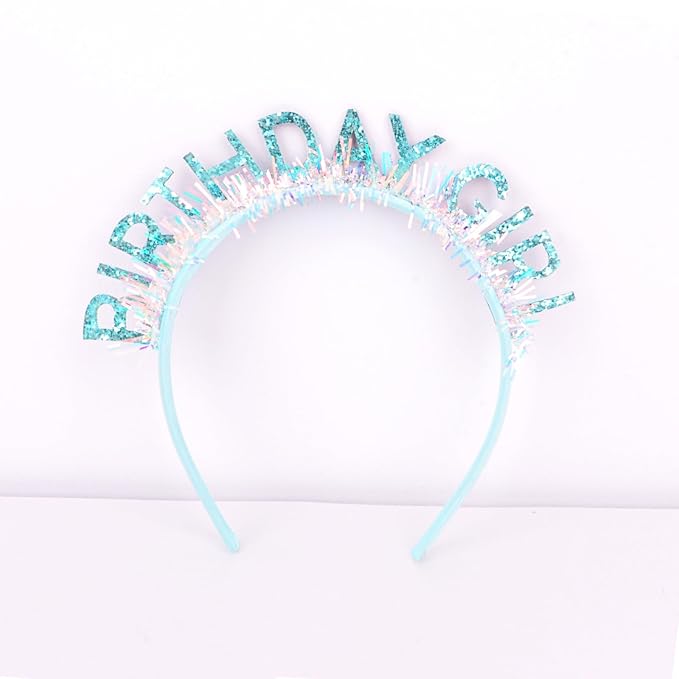CIEHER Blue Birthday Girl Headband Birthday Crown for Women Girls