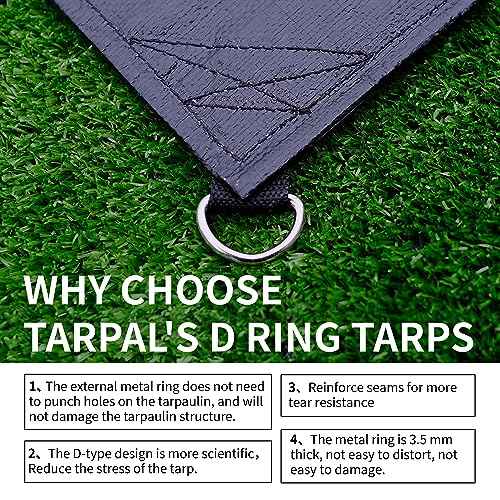 TARPAL Tarp 12x14 Feet Heavy Duty Tarps 14mil D-Ring Waterproof Tarp for Outdoors UV Protection Triangular Sewing Design Reinforced Corners and Edges£¨Black£©