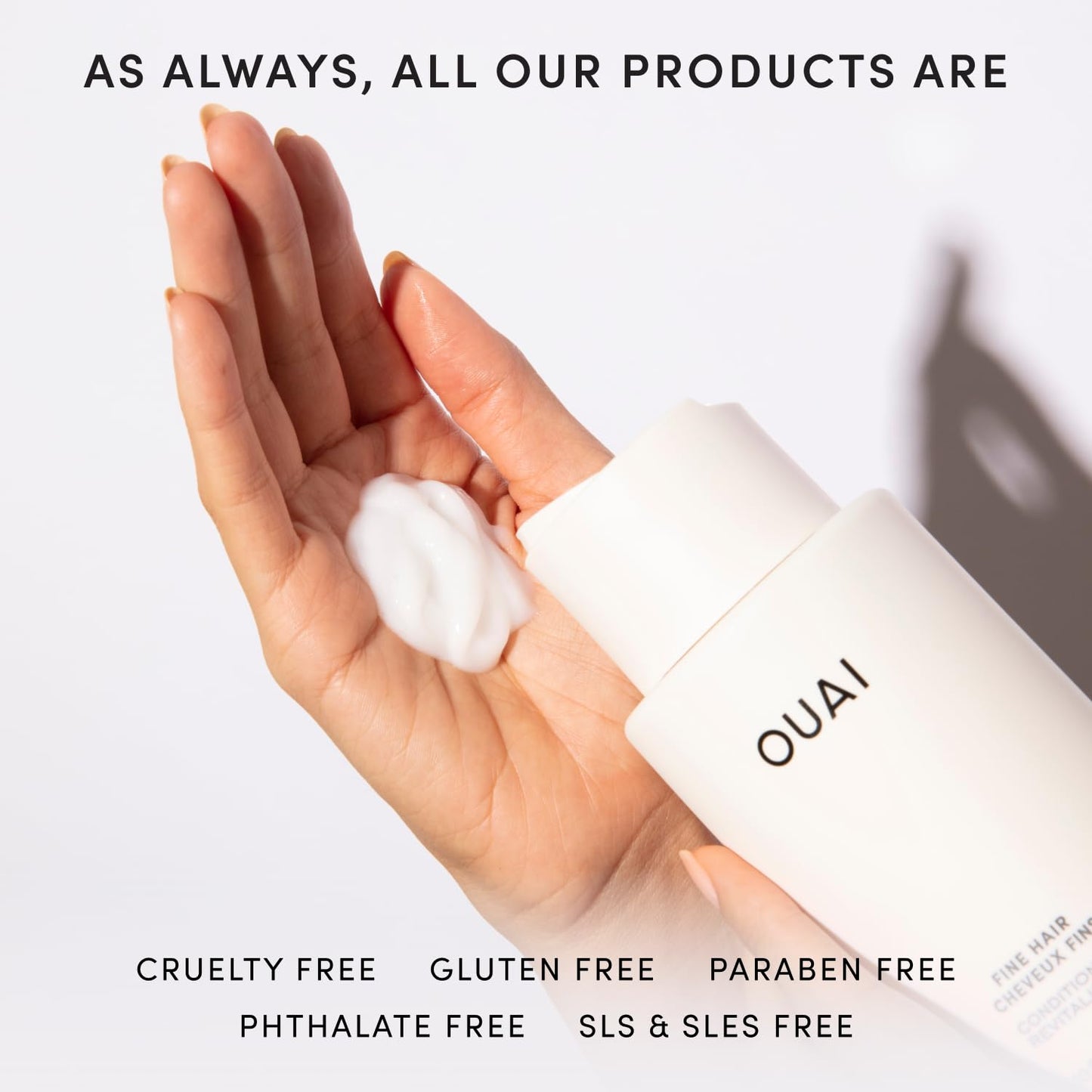 OUAI Fine Hair Conditioner Travel Size - Volumizing Conditioner for Fine Hair with Keratin, Biotin & Chia Seed Oil - Adds Softness, Bounce & Volume - Free from Parabens, Sulfates & Phthalates (3 Oz)