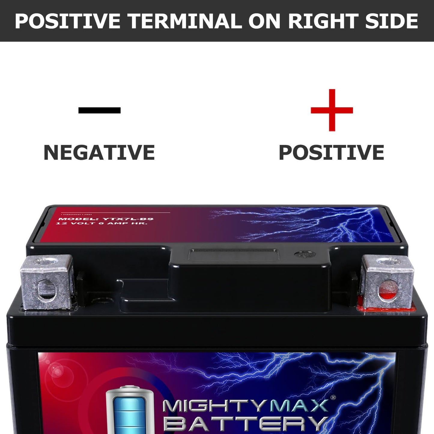 Mighty Max Battery YTX7L-BS 12V 6AH Sealed AGM Battery for Motorcycle - 2 Pack