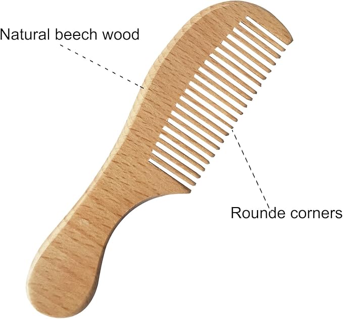 Baby Hair Brush with Wooden Handle and Comb Set for Newborns & Toddlers | Natural Soft Goat Bristles l Wood Comb l Blue Cradle Cap Brush| Ideal for Cradle Cap (3 Piece)