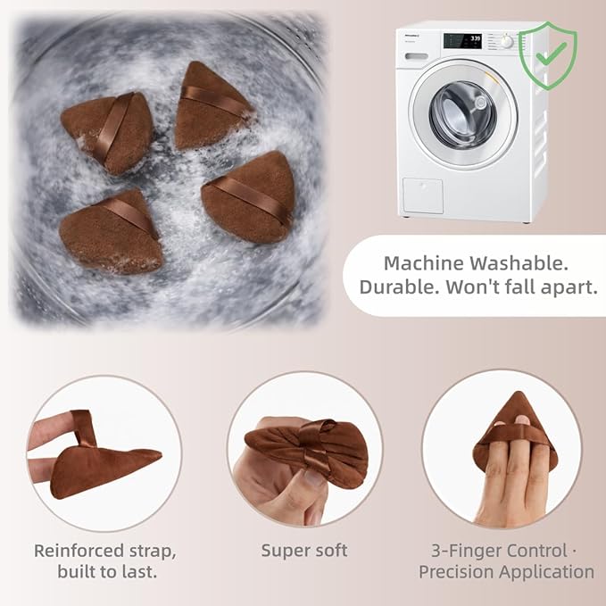 20 Pcs Makeup Sponges Set Beauty Blender Triangle Puffs Mini Sponge Spa Headband & Wristband Remover Pad Cosmetic Applicator for Powder Foundation Liquid Cream Multi - Functions Kit (Brown)