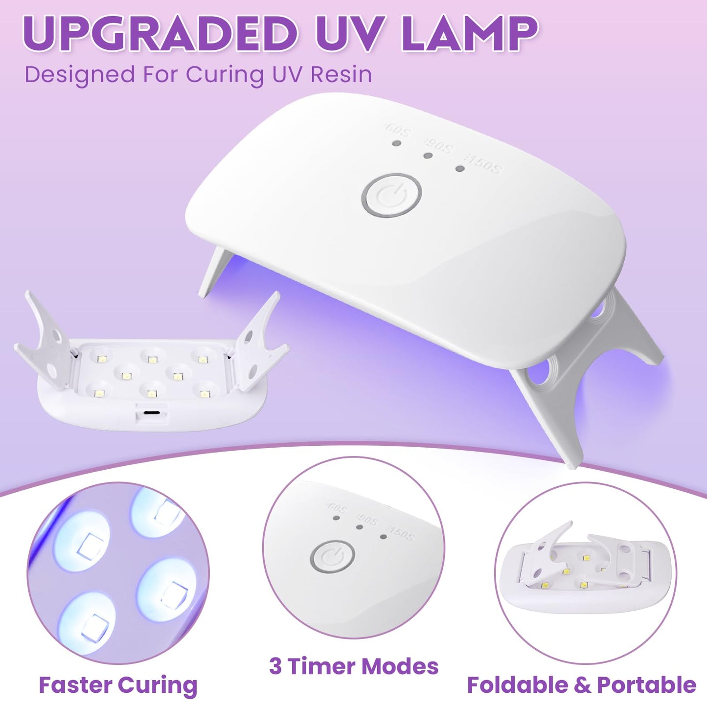 LET'S RESIN UV Resin Jewelry Making Kit - 153Pcs Crystal Clear 250g UV Resin Kit with Light, UV Resin Molds, Resin Starter Kit for Beginners, Keychain&Earring Making, Craft Decor