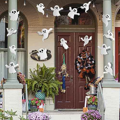 21 Piece Cute Ghost Wall Stickers - Reusable 3D White Small Ghost Wall Decals - Supplies for Halloween Party & Home Decor