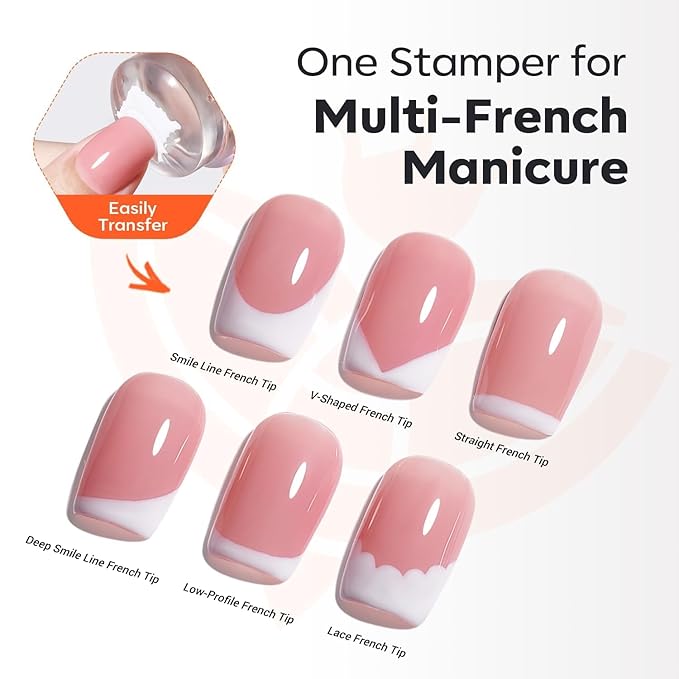 modelones French Manicure Tip Gel Polish Set, 2Pcs 15ML White Nude Pink Gel Nail Polish Jelly Milky Pink White Colors Soak Off U V LED Classic French Nail Kit for DIY at Home Salon for Women