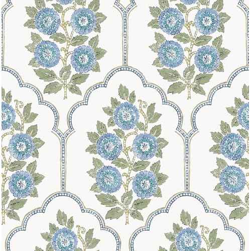 NuWallpaper x Society Social Floral Bazaar Green and Blue Peel and Stick Wallpaper, SSS6316