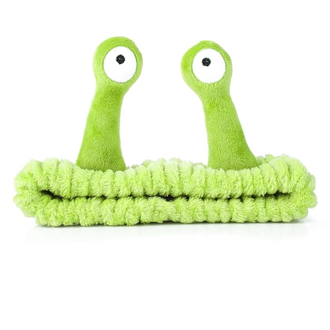 Face Wash Headband, Palm and Snail Spa Hair Bands Makeup Headbands Women Cartoon Cute Coral Fleece Elastic Headband Creative Hair Accessories for Washing Face Shower Sports (Fluorescent Green)