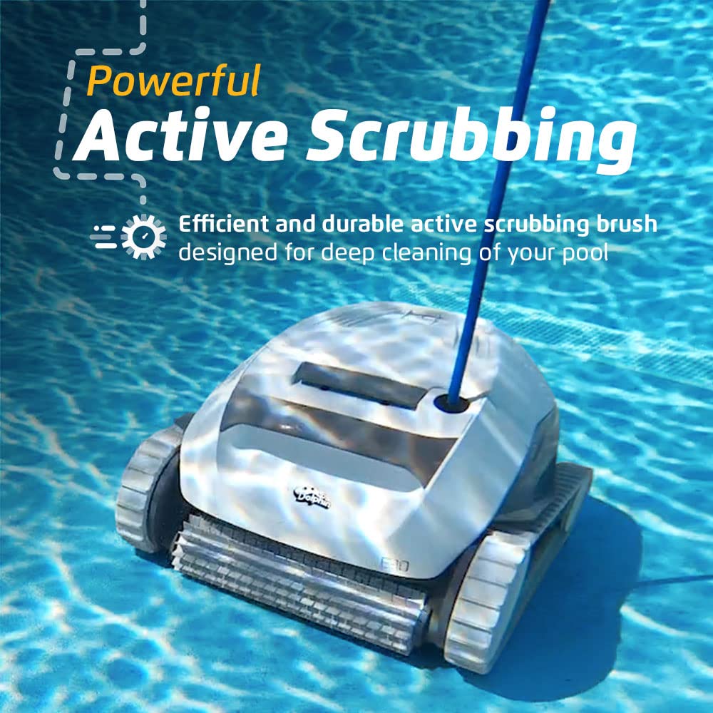 Dolphin (2026 Model) E10 Automatic Robotic Pool Vacuum Cleaner, Active Scrubber Brush, Top Load Filters Access, Ideal for Above-Ground Pools up to 30 FT in Length