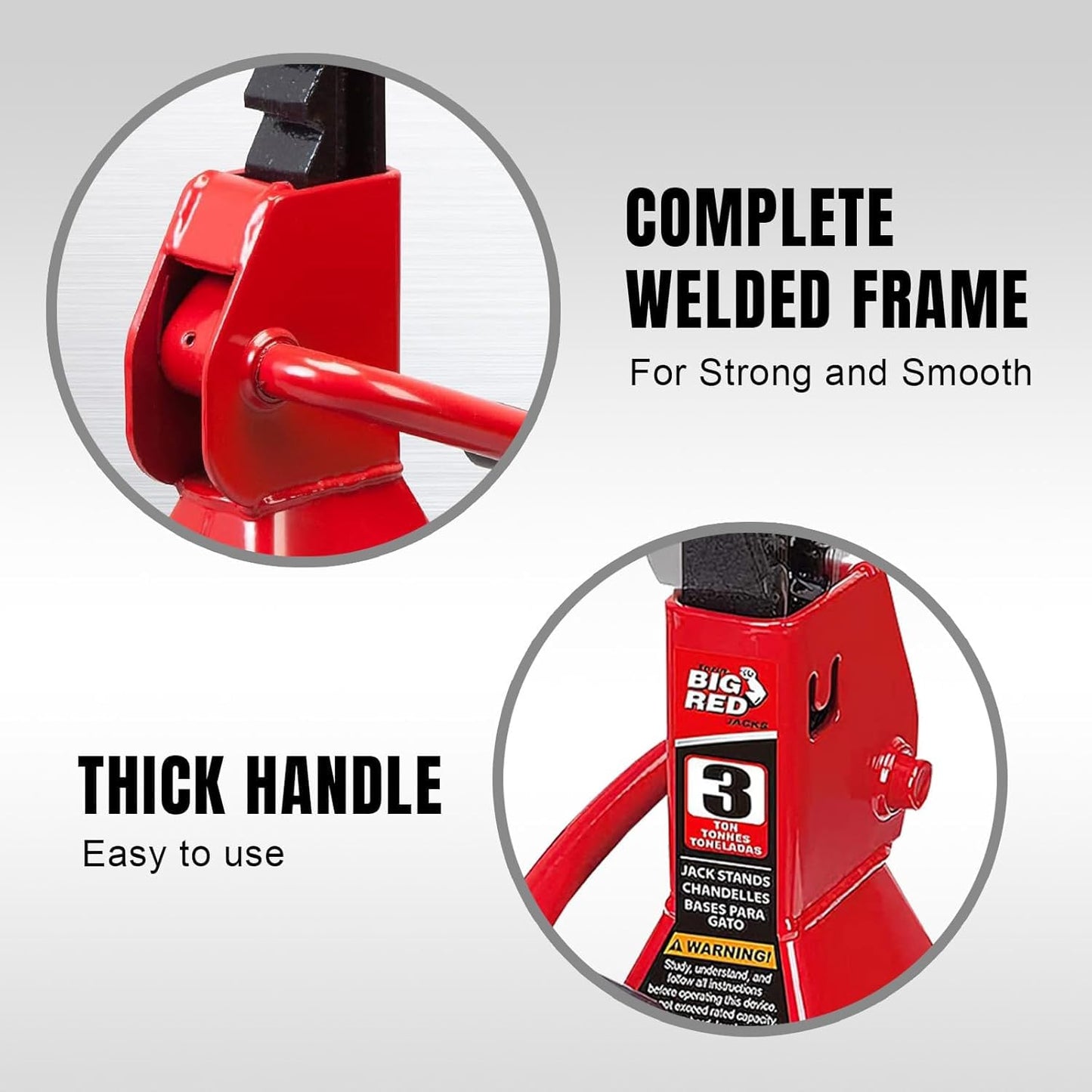 BIG RED T43202 Torin Heavy Duty Steel Jack Stands: 3 Ton (6,000 lb) Capacity Car Lifting Stand,1 Pair (Not Suitable for SUV,Truck)