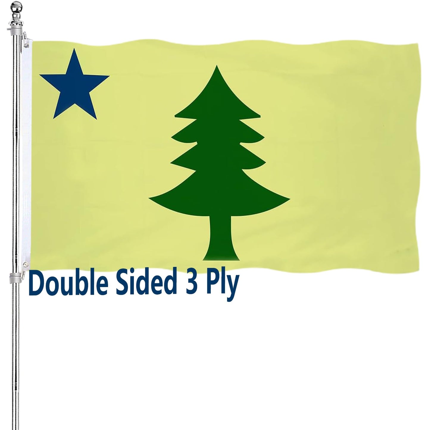 Original Maine State Flag 3x5ft Double Sided Outdoor 1901-1909 Original Maine Flag Heavy Duty Vivid Colors State Flags 3 Ply with Durable Canvas Header and Brass Grommets