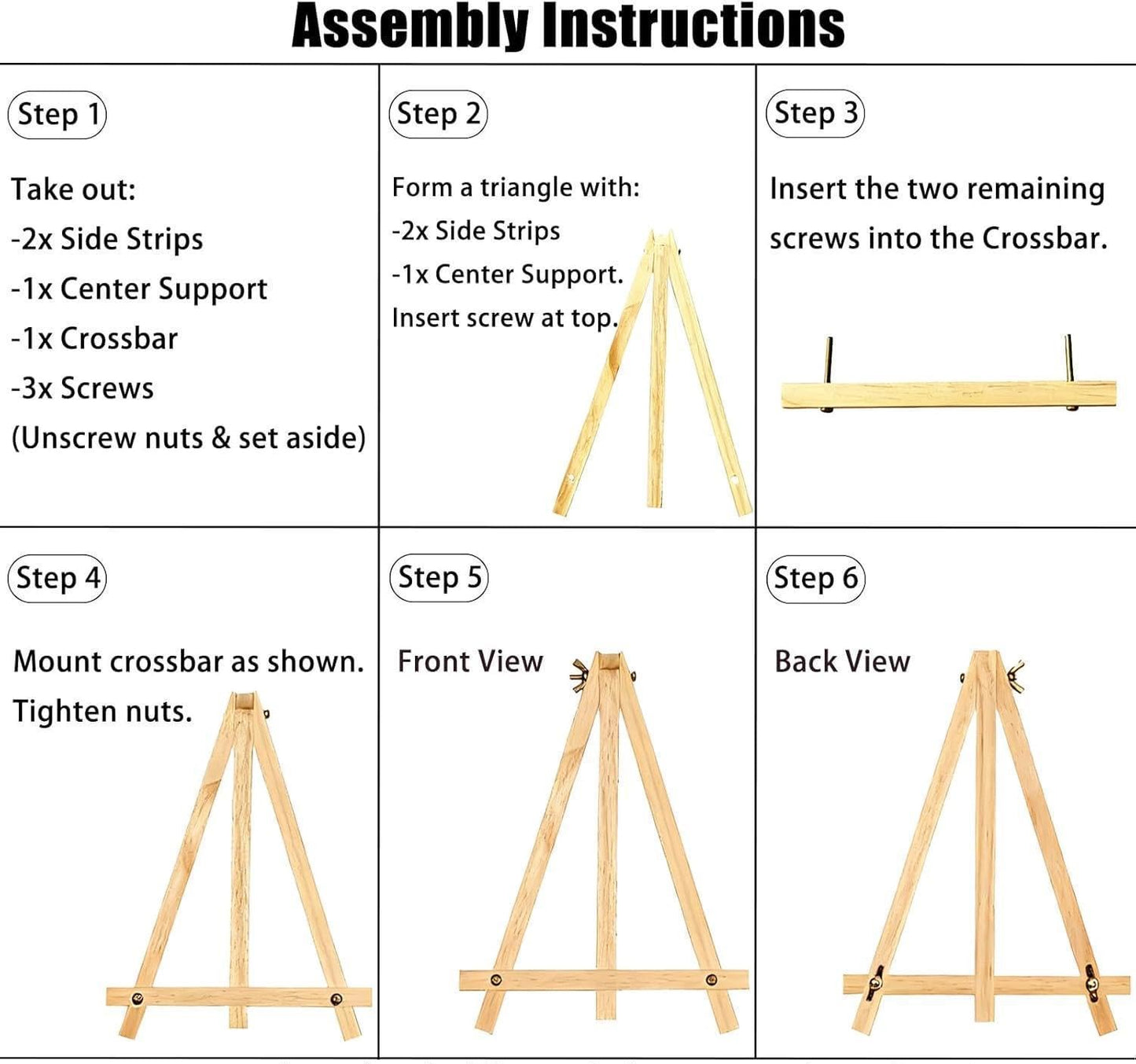 XCMVCN 15 Pack 9 Inch Wood Easels, Tabletop Painting Easel Stand for Canvas, Photo & Sign Display - Portable Tripod Art & Craft Easels for Kids and Adults