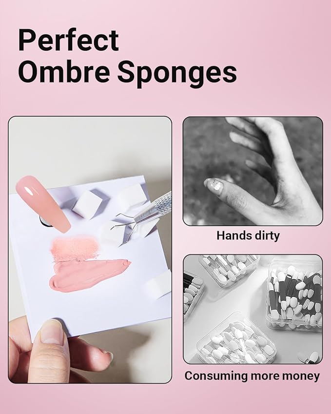 200Pcs Nail Sponges for Ombre, Soft Nail Art Sponges With Grabbing Pen , Manicure Nail Art Tools, Blooming Nails,Nail Tech Must Have Nail Accessories Supplies for Home and Salon