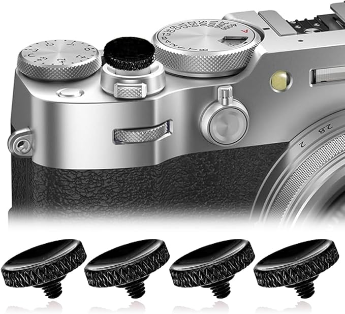 4Pcs Camear Shutter Button Metal Brass Knurled Soft Shutter Release Button Camera Button (Black)
