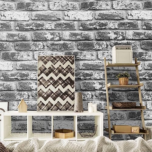 Faux Brick Wallpaper Peel and Stick Grey Brick Wallpaper 17.7inch x 393.7inch Grey Brick Contact Wallpaper Bathroom Peel and Stick Removable Wall Paper Brick Contact Paper Vinyl Wall Decor