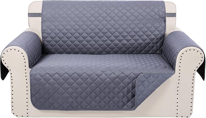 Reversible Loveseat Sofa Covers Couch Cover Furniture Protector(Loveseat,Dark Grey/Dark Grey)