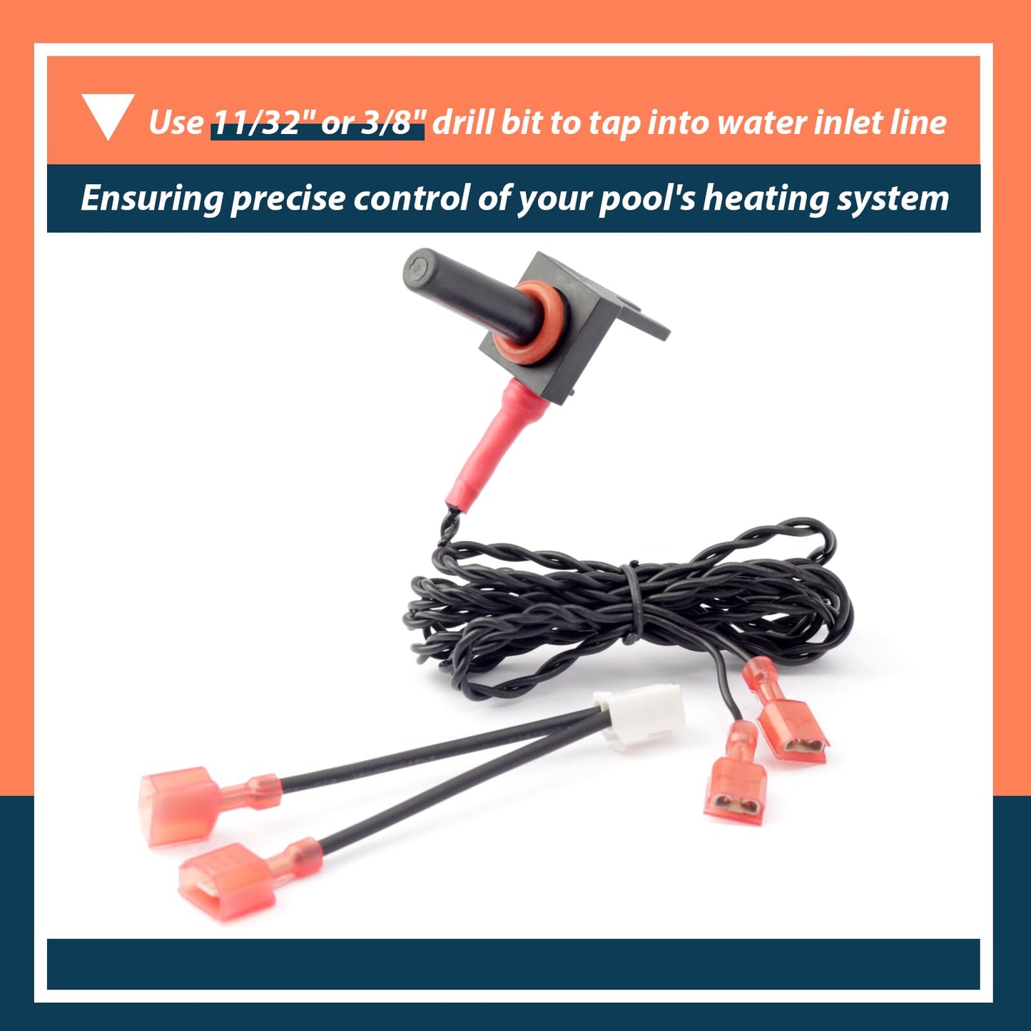 Lisnhlin ECS0275 Water Temperature Sensor Compatible with AquaCal Pool Heater Heat Pump, 10K RT Angle Water Temperature Sensor Rreplace STK0127