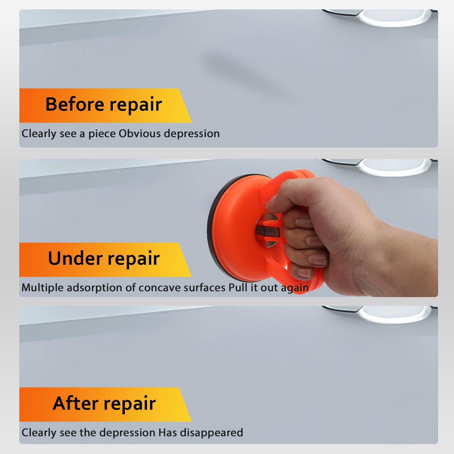 Dent Remover Tool for Car, Car Body Repair Dent Removal Tools, Orange Suction Cup Dent Puller, Hail Damage Repair Kit Dent Puller Tool