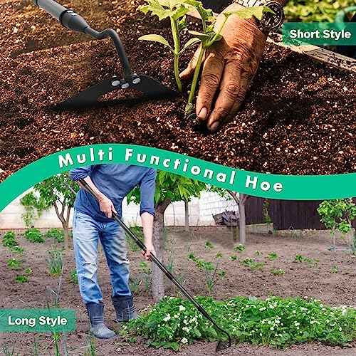 Garden Hoe for Weeding,Heavy Duty Weeding Hoe for Fast Weeds Grass Removal,Loosening Soil Digging Planting Ridging,55 Inch Long Handle,Hardened Hollow Eye Hoe Garden Tools for Garden Flower Beds
