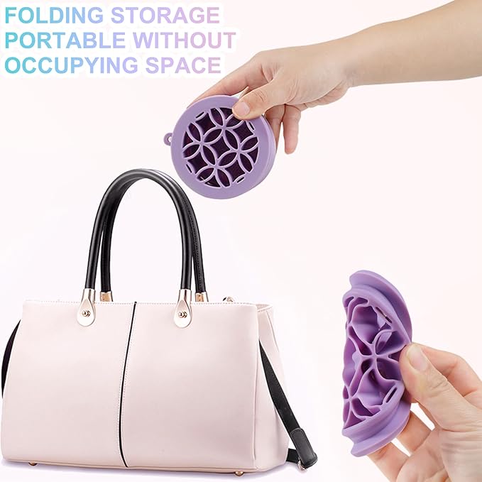 Makeup Brushes Cleaner Mat with Brush Storage Holder, Folding Portable Washing Tool for Makeup Brush Cleaning, 2 In 1 Silicone Brush Cleaner Pad & Cosmetic Brush Organizer Rack (Pink)