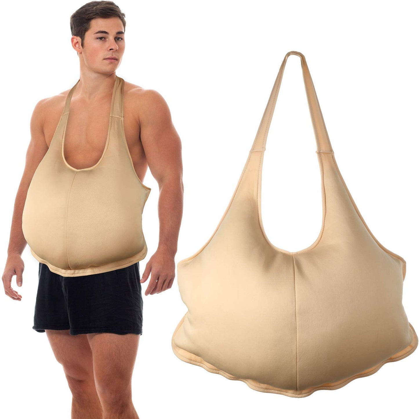 SATINIOR Santa Claus Suit Men's Unisex Padded Belly Stuffer Santa Belly Costume for Christmas Halloween Cosplay (Beige,19 x 14 Inches)