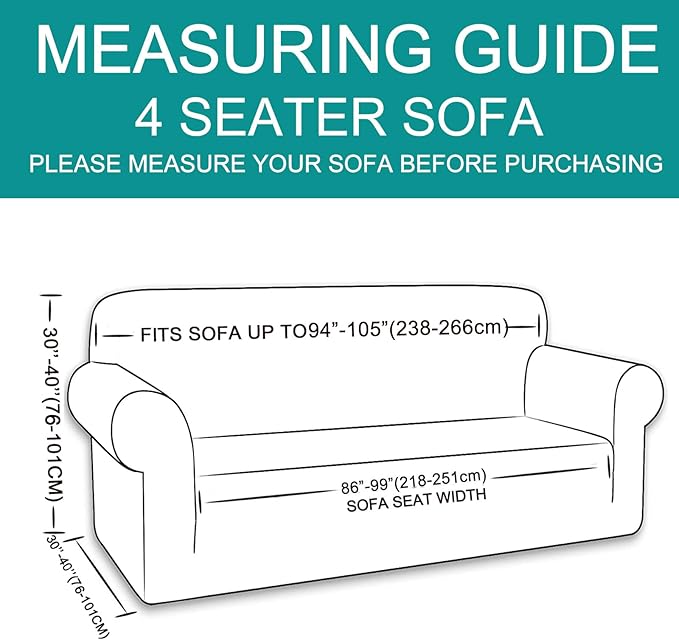 U-NICE HOME 4 Seater Stretch Couch Cover Sofa Cover Washable Sofa Slipcover Furniture Protector for 3 Cushion Couch Sofa Pet Friendly, Light Blue