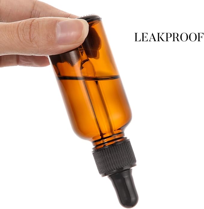 4 Pack, 2 oz Dropper Bottles with 2pcs Glass Pipettes(1ml) - Essential Oils Bottles for Health, Personal Care & Beauty - 60ml Thick Dark Amber Glass Tincture Bottle with Eye Droppers, Leakproof