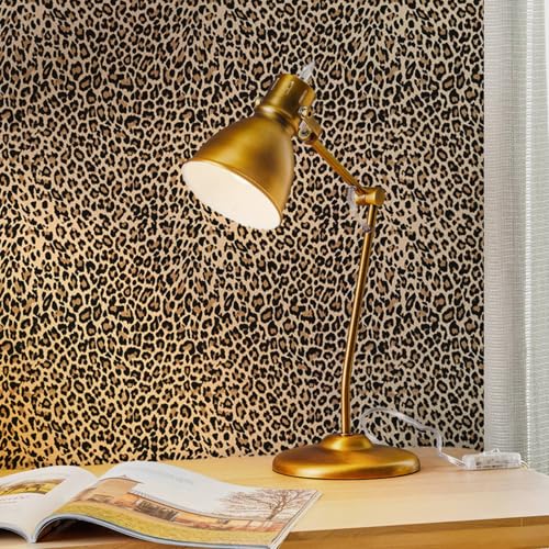 Cheetah Print Wallpaper Peel and Stick, Leopard Print Wallpaper Self Adhesive Removable Leopard Funky Contact Paper for Bedroom Bathroom Furniture, Yellow, 17.7¡¯¡¯x118¡¯¡¯ (14.5 Sq Ft)