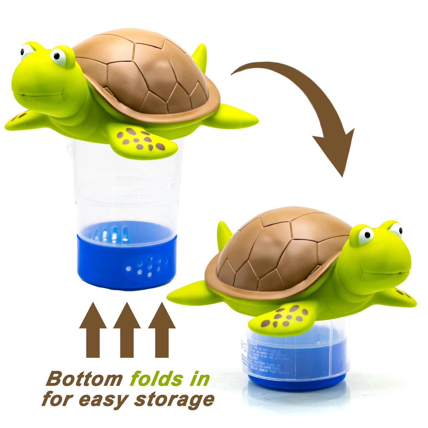 WWD POOL Chlorine Floater, Animal Pool Chlorine Dispenser for Chemical Tablets Fits 3 Inch Tabs Bromine Holder(Turtle)