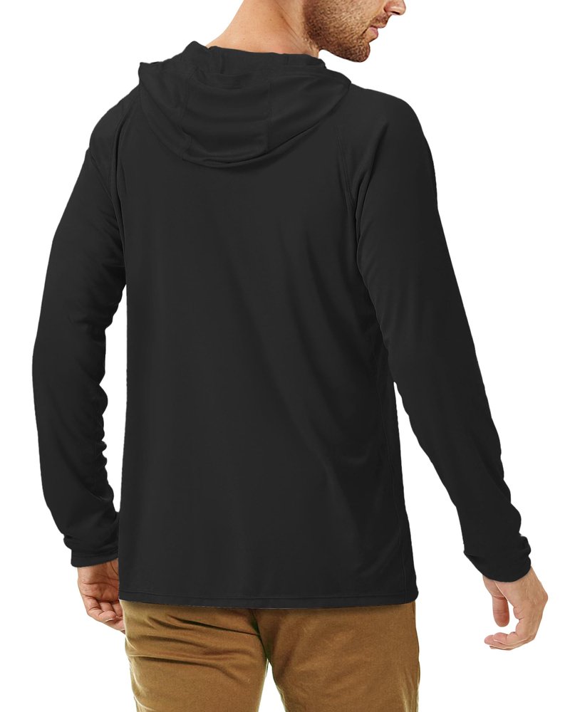 Roadbox Men's UPF 50+ Sun Protection Hoodie Shirt Outdoor UV Long Sleeve Fishing Shirts for Workout Running Swimming Hiking