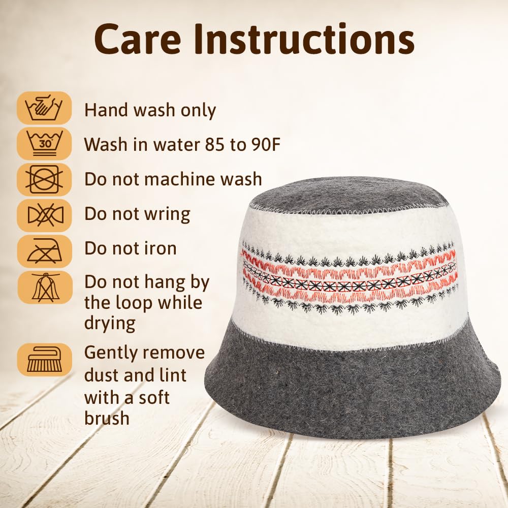 SHSH trade group Ukrainian Wool Sauna Hat Embroidered Ornament Vyshyvanka Ukraine Banya Bucket Sauna Hat for Women and Men Finnish Banya Cap