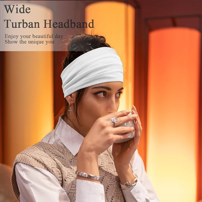 Sefiinh Wide Headbands For Women Stretch Headband Boho Head Bands Women's Hair Band Turban Workout Hairband Accessories 6 Pack