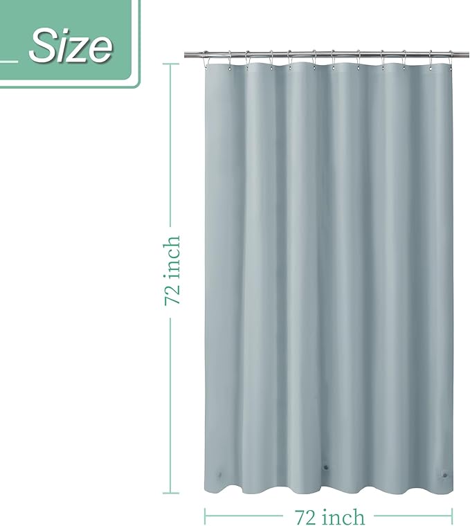 Mrs Awesome Blue Shower Curtain Liner with 3 Magnets, 72x72 Premium Flexible Sturdy Plastic Shower Curtain for Bathroom Lightweight & Waterproof, Stone Blue