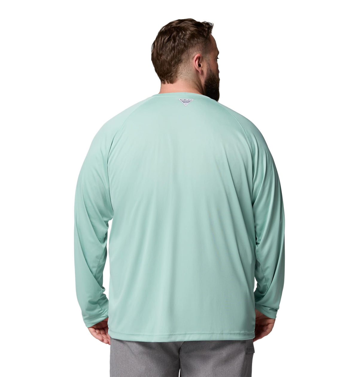 Columbia Men's PFG Terminal Tackle Long Sleeve Fishing Shirt, Misty Jade/Shark Logo, Large Tall