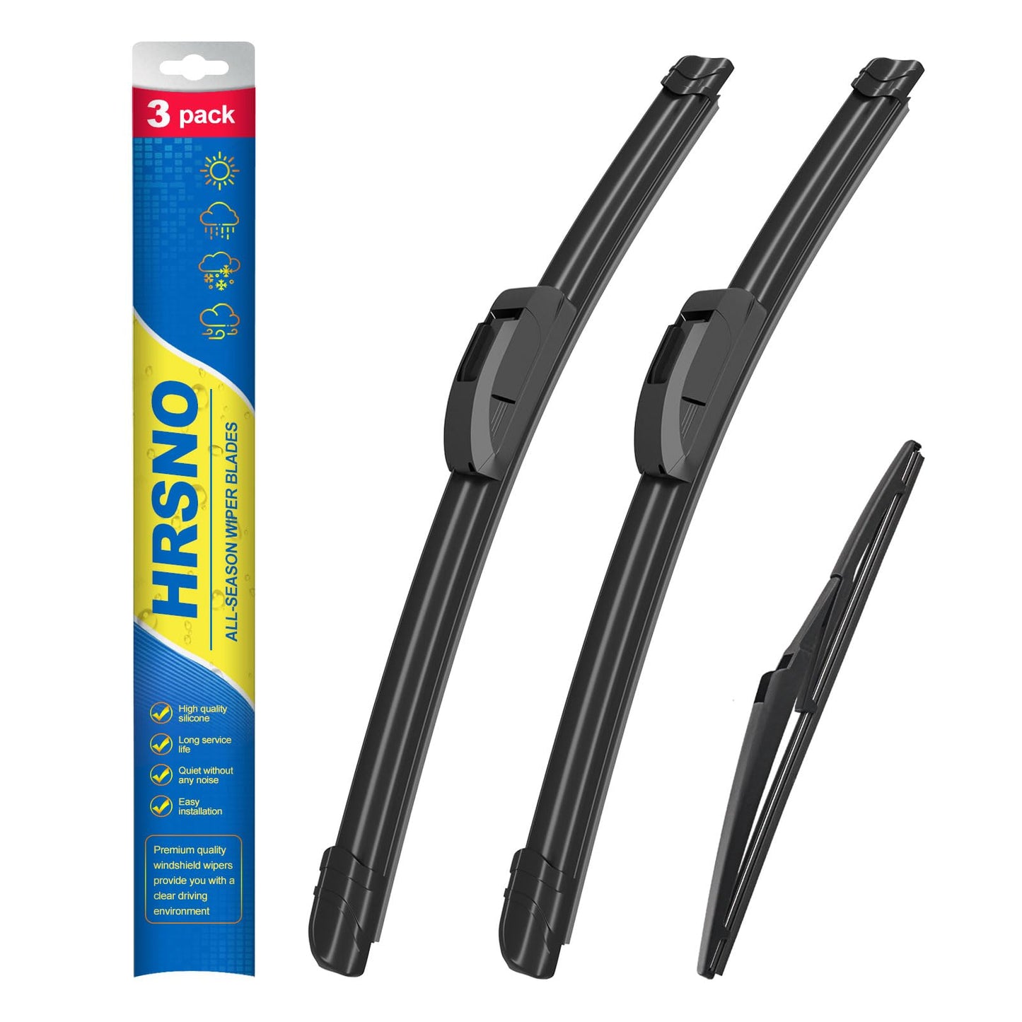 HRSNO 22"+20" Windshield Wipers With 2 * 10" Rear Wiper Blade Sets Automotive Replacement for Mini Cooper Clubman 2016-2024,Easy For Installation (Pack of 4)